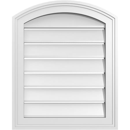 Ekena Millwork Arch Top Surface Mount PVC Gable Vent: Non-Functional, w/2"W x 1-1/2"P Brickmould Frame, 18"W x 20"H GVPAR18X2002SN